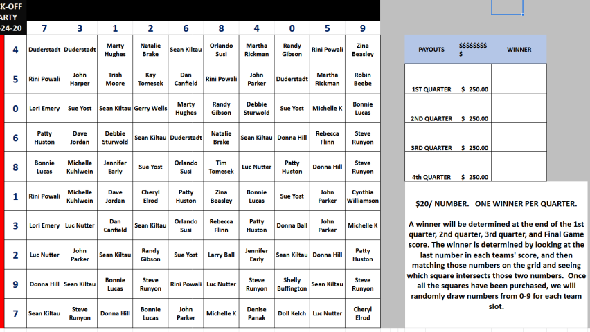 Tailgate Squares Board #1 - 10.24.20